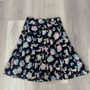 Liz Claiborne Multicolored Midi A-line Pleated Skirt Size 10 cottage farm